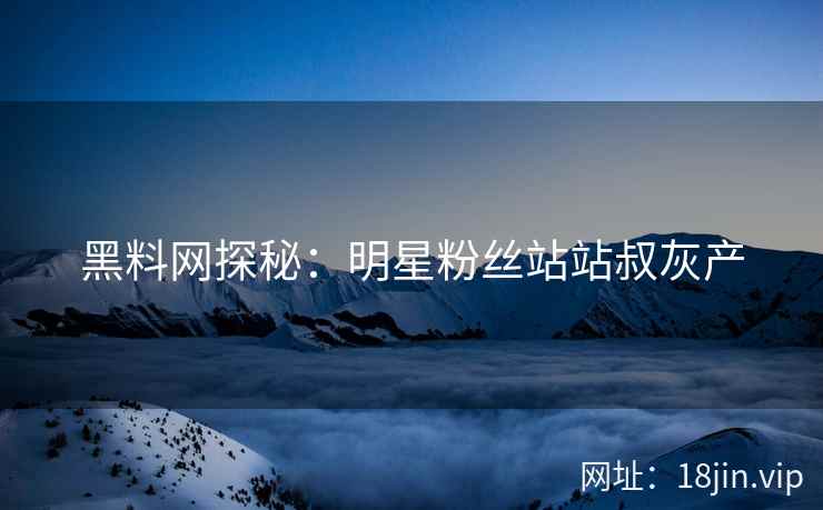 黑料网探秘：明星粉丝站站叔灰产