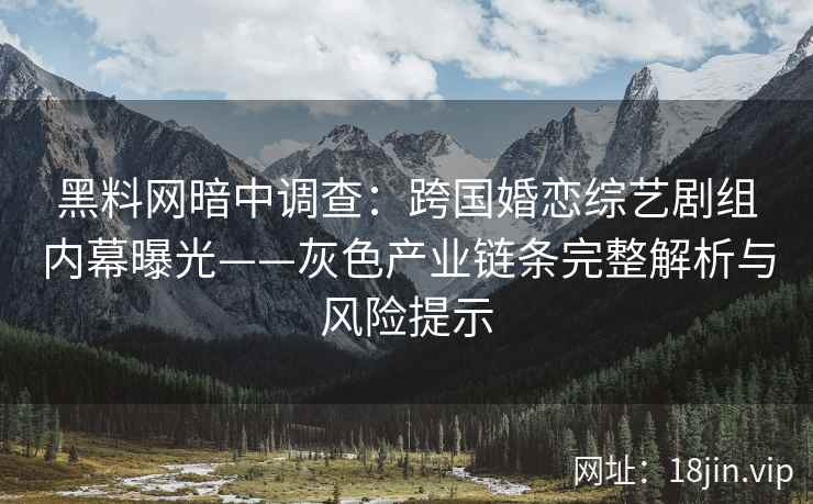 黑料网暗中调查：跨国婚恋综艺剧组内幕曝光——灰色产业链条完整解析与风险提示  第2张